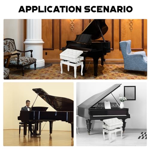Jargrovs Banc de Piano,Banc Piano en Cuir PU épais à 10 Boutons, Tabouret Piano réglable en Hauteur à Pieds courbés en Bois Massif,Banquette Piano avec Compartiment de Rangement,Tabouret Piano Blanc - Les Beatles, Paul McCartney, John Lennon, RIngo Starr, George Harrison Jargrovs Banc de Piano,Banc Piano en Cuir PU épais à 10 Boutons, Tabouret Piano réglable en Hauteur à Pieds courbés en Bois Massif,Banquette Piano avec Compartiment de Rangement,Tabouret Piano Blanc – Image 8