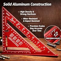 17,8 cm Aluminium-Sparrenwinkel, dreieckiger Tischlerwinkel mit lasergravierten Markierungen, gehärtetes leichtes Werkzeug für Holzbearbeitung, Tischlerei, Dachdecker und DIY-Projekte, Rot – Ansicht 4