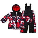 Arctic Quest Boys' Bib Snow Pants and Ski Jacket Water-Resistant Snowsuit For Kids Winter Hooded Jacket, Red...