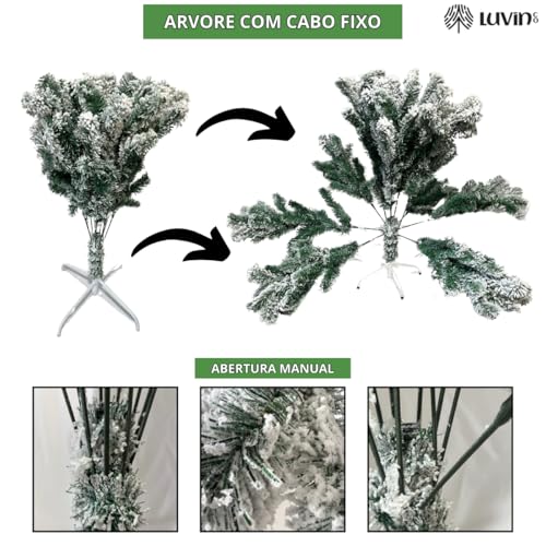 Árvore De Natal Alpina Neve Pequena Nevada Luxo 1.50 Pinheiro 400 Galhos Branca Cheia