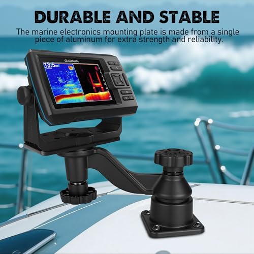 Image of Heavy Duty Fish Finder Mount with Swing Arm, All Aluminum Marine Electronic Mount for Boats, 360 Rotation Depth Finder Mount Compatible with Garmin Lowrance Humminbird, Holds 5 inch-12 inch Screens