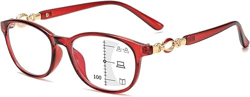 Lentes de lectura con zoom inteligente distancia progresiva y casi doble propósito periódico de lectura para mujer color rojo tamaño 1