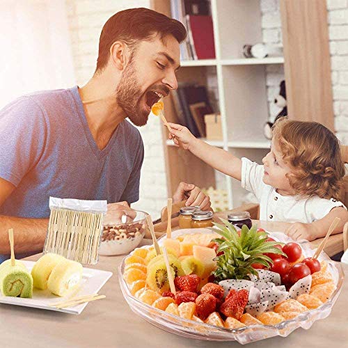 LING LAN 100 stuks wegwerp bamboe fruit vorken biologisch afbreekbaar voor partijen banketten buffetten catering en… - Afbeelding 3