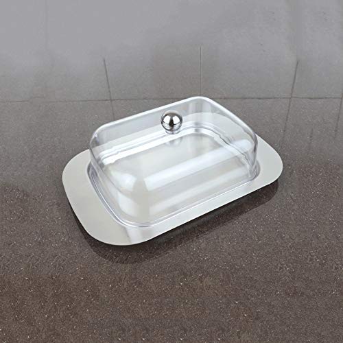 Beurrier Plat de beurre en acier inoxydable, récipient au beurre avec couvercle, peut être utilisé comme casse-croûte, boîte à fromage, boîte à main-d'œuvre, porte-beurre polyvalent Porte beurre