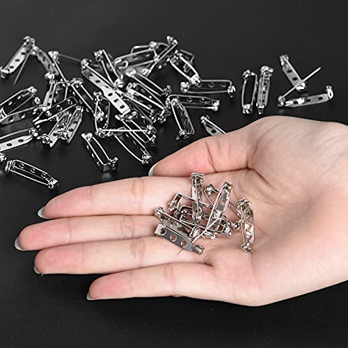 200 Pcs Brooch Backs Flat Bar Pins 1 Inch, Safety Pin Backs Findings With 3 Holes Tone Bar Pin Backs For Diy Crafts Jewelry Making Making Corsage Badge Insignia Backpacks(Silver) #TOP3