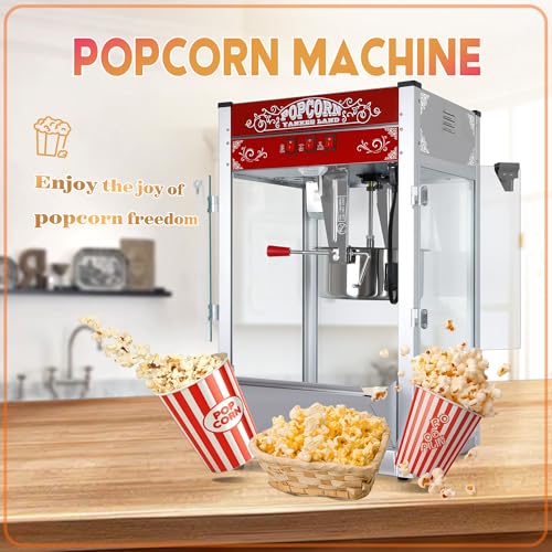 Image of 16OZ Popcorn Machine 丨 Stainless Steel Kettle Popcorn Maker Machine for Home, Theater, Parties丨Grade Electric Popper, Red