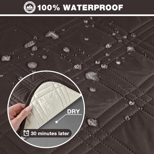 Image of TAOCOCO 100% Waterproof Recliner Couch Cover with Elastic Straps, Non Slip Split Couch Covers for Reclining Couches, Reclining Sofa Cover Furniture Protector for Kids Pets(3 Seater, Maroon)