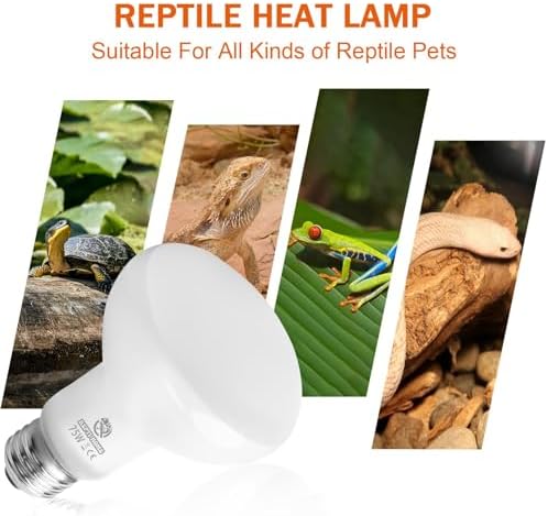 REPTI HOME Reptile Heat Lamp, 2 Pack 75W Reptile Heat Lamp Bulbs, Amphibian Terrarium Basking Spot Lamp for Reptile, Bearded Dragon, Lizard, Turtle, Snake