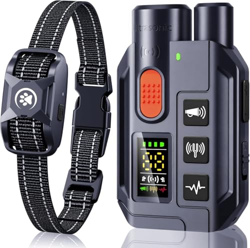 WELLTURN Collier de Dressage pour Chien 2 en 1 – Mode Ultrason Anti-Aboiement (Portée 5 m) & Télécommande 1000 m, Bip, Vibration & Choc Sécurisé,...