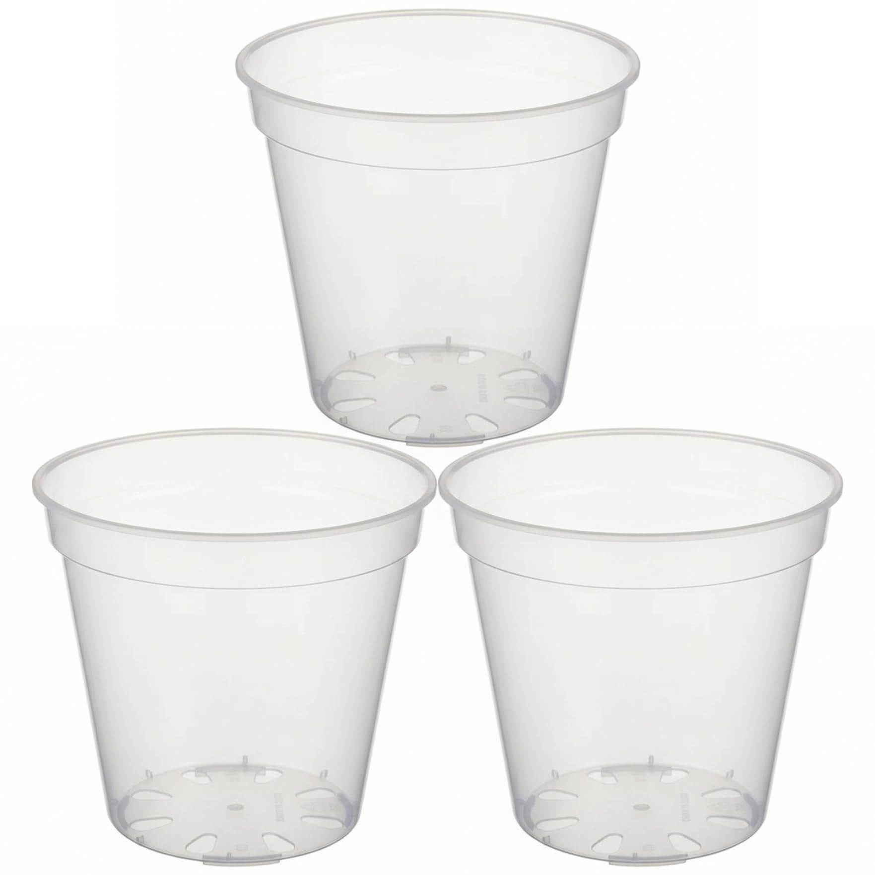 Otbushit Clear Plant Pots with Drainage Monitor Roots Sturdy Plastic Clear Nursery Pots for Indoor Outdoor Plants 3 Pack 8 Inch