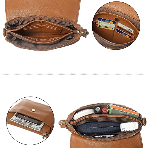 MINICAT INICAT Small Crossbody Purse Built in Wallet Crossbody Bags Pocketbooks for Women(Brown,Large) - Thumbnail 5