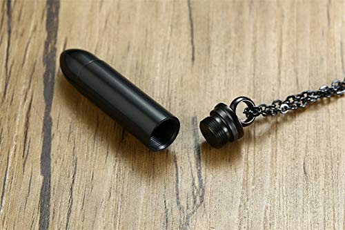 Vnox Memorial Ash Keepsake Jewellery Black Stainless Steel Bullet Urn Cremation Necklace For Men Women,Black #TOP4