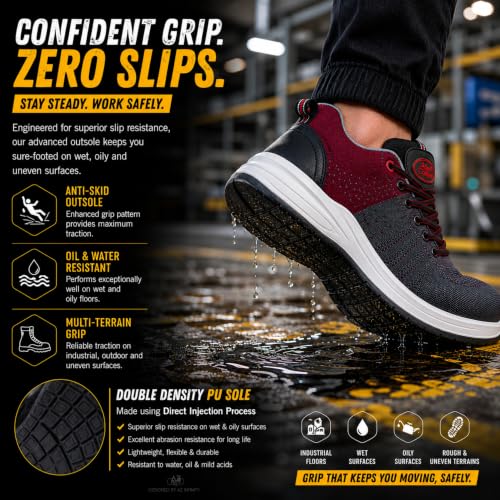 Image of Allen Cooper Safety Shoe ACF 11711, Ultra Lightweight, 200J Composite Toe Cap, Anti-Static | Heat, Water & Oil Resistant, Anti-Skid DD-PU Sole | Size 09 INDIA /UK