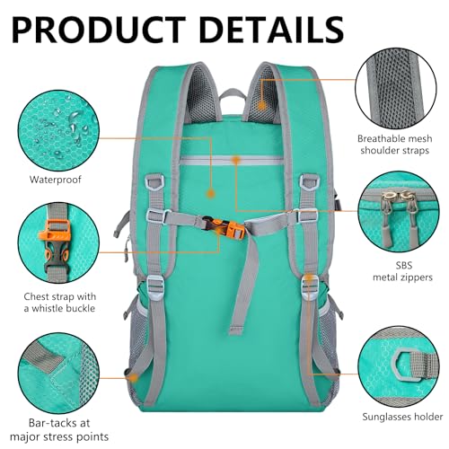 Mochila Deportiva Ligera Plegable 40L Celeste miniatura 4