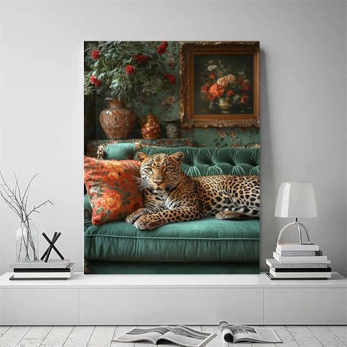 Tableau moderne léopard rose format 50x70cm pour mur de cuisine - 2