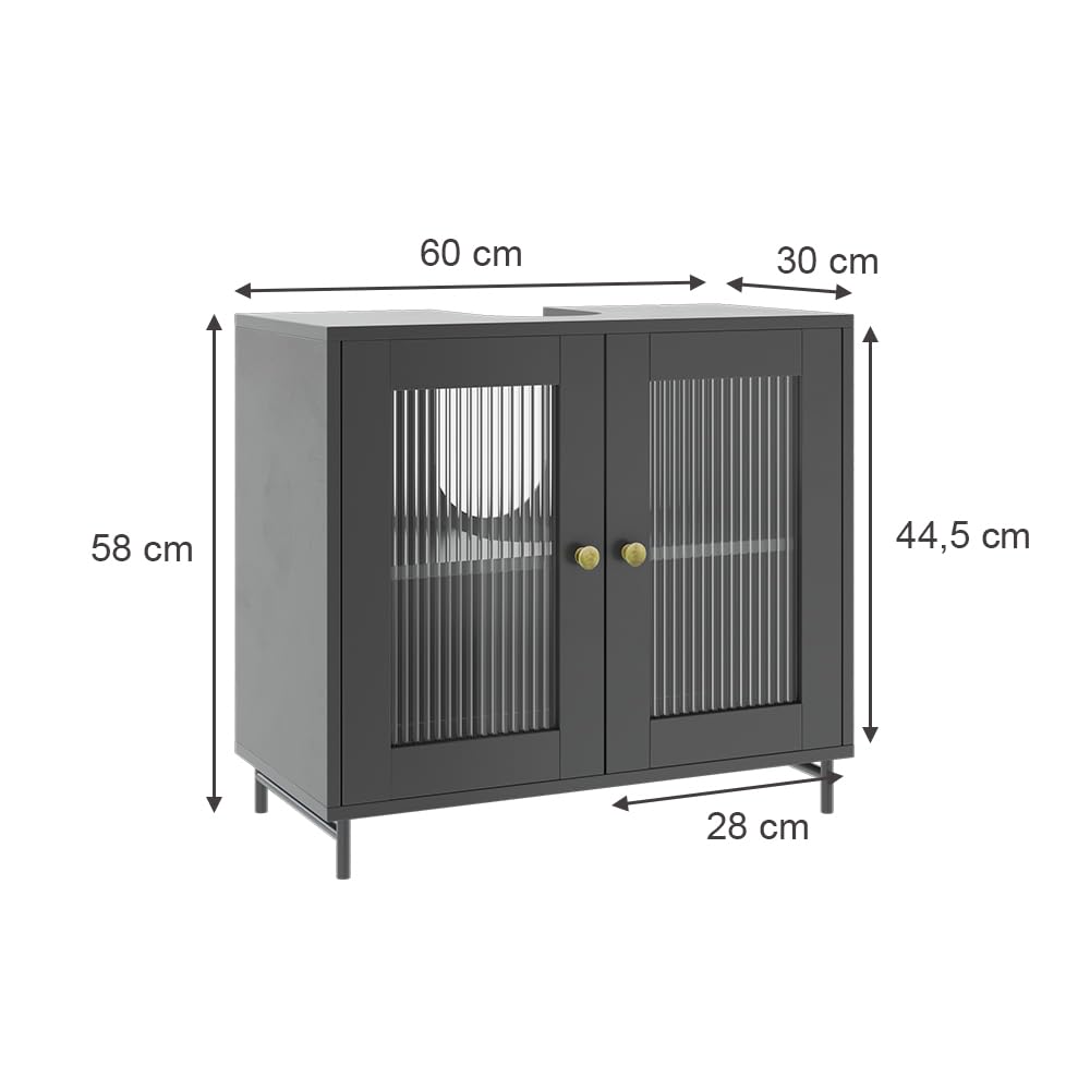 Vicco Mobiletto per lavabo Malte, Grigio, 60 x 58 cm