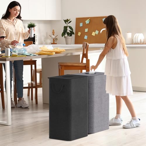 Lifewit Lifewit 100L Pfandflaschen Sammelbehälter mit Deckel, Groß Pfandflaschen Aufbewahrung, Behälter Leergut & Altglas Aufbewahrung, Flaschensammler mit Loch Küche Abstellraum Flaschentasche, Dunkelgrau - Detailansicht 8 | TV | Video | Foto