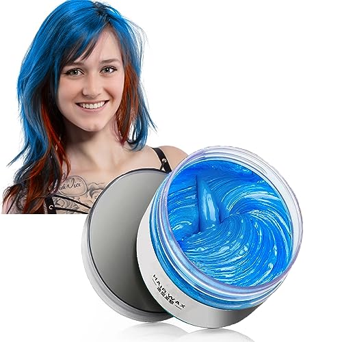 Bituforu Tinte temporal para el pelo, color de cera azul, cera natural, para fiestas, cosplay y Halloween (azul)