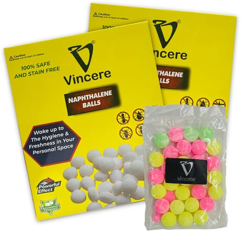 Vincere Naphthalene Balls 100g Moth Balls Stain Free Repells Insects Moths Cockroaches Naphthalene Balls for Wardrobe Bathroom Toilet Basins Bidets