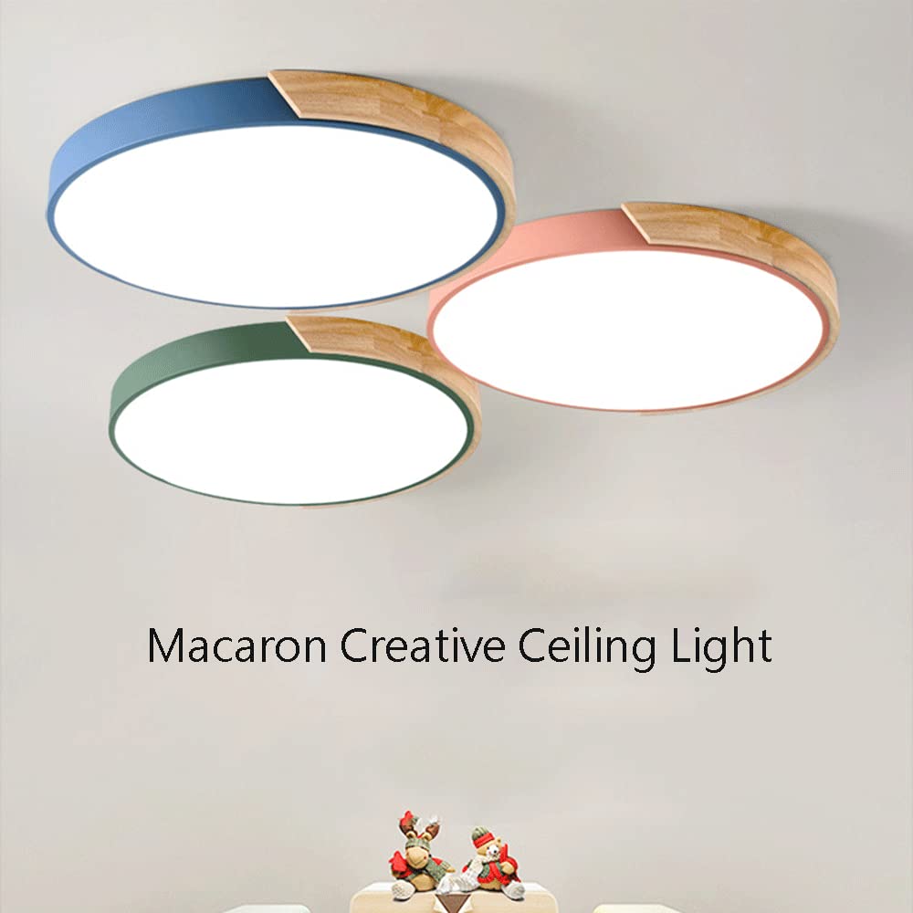 Lampa sufitowa do sypialni Kreatywne drewniane okrągłe lampy LED Trzykolorowe przyciemniane płaskie oświetlenie sufitowe Oprawa do montażu podtynkowego Łatwa instalacja do salonu