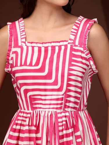 Image of Dress for Women | New Rayon Floral Printed Flared Maxi Dress for Women & Girl's