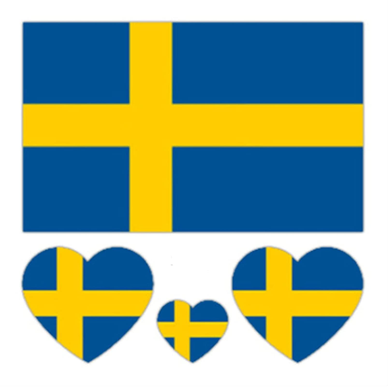 40pcs Country Flag Temporary Tattoos National Flag Football Soccer Team Decal Stickers, European Football Championship EURO 2021 2020 World Cup Face Body Arm Kid Adult Waterproof (Sweden)