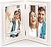 ZingVic Vertical 6x8 Double Picture Frame, Ivory White Paint Finishes, Folding Beveled Wood Photo Frame, Display Two 4x6 Pictures with mat, Decorate on Desk or Tabletop