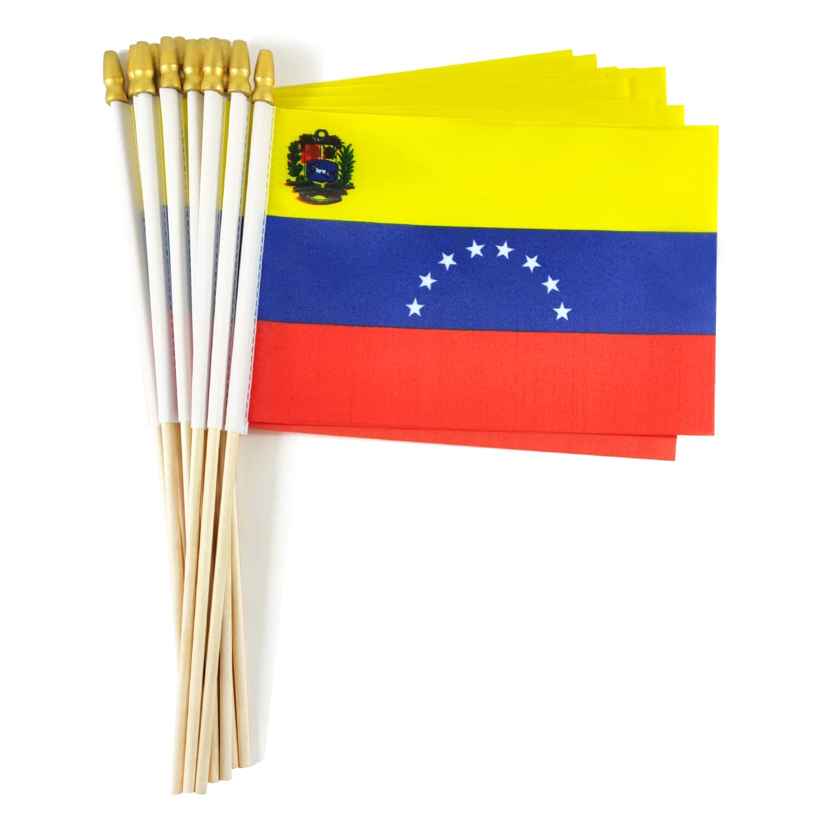 LUSEOAN 20 Mini Bandiere Venezuelane In Poliestere – 14x20,8 Cm Con Asta In Legno, Decorazioni Feste - 3