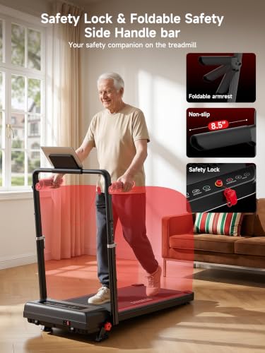 Image of RHYTHM FUN Incline Walking Pad with Handle Bar, 37.5 inch Runng Belt, 300 LBS