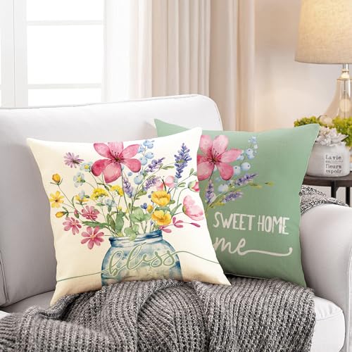 Spring-Outdoor-Throw-Pillow-Covers-18×18-Set-of-4-Garden-Flowers-Farmhouse-Patio-Decorative-Cushion-Covers-Home-Decor-Couch-for-Sofa-Bedroom-Livingroom Spring Outdoor Throw Pillow Covers 18×18 Set of 4 Garden Flowers Farmhouse Patio Decorative Cushion Covers Home Decor Couch for Sofa Bedroom Livingroom