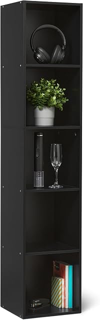 Amazon Basics 5-Cube Bookcase Compatible with Fabric Storage Cube Organizers, Black