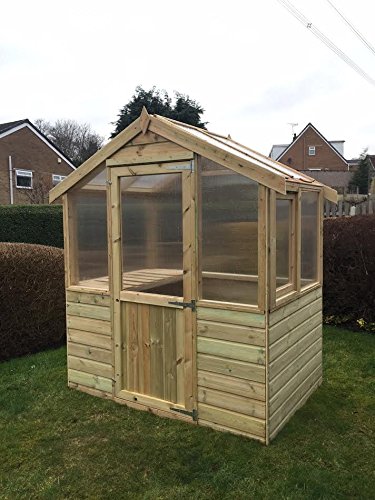 Pinelap 4x6 Wooden Greenhouse Tanalised T&G Shiplap With Glazing.