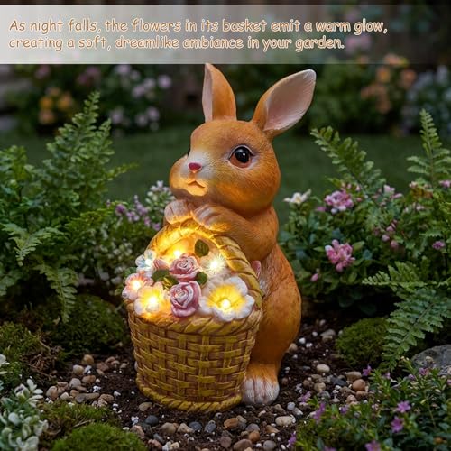 Statue de lapin solaire résistant aux intempéries jardin sans fil