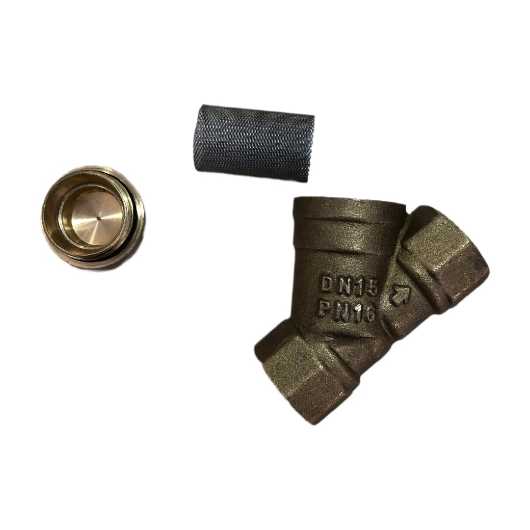 Filtro Colador de Latón Rosca Hembra 1/2" Malla Acero Inoxidable