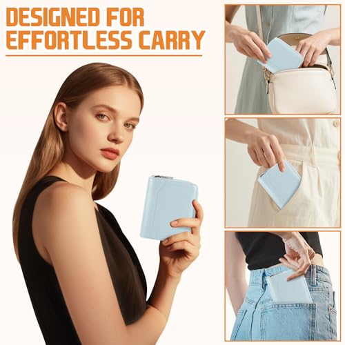 Image of HUANLANG Mens Wallet RFID Blocking Multi Card Holder Wallets for Men Bifold Wallet with Zipper Small Men's Leather Wallet