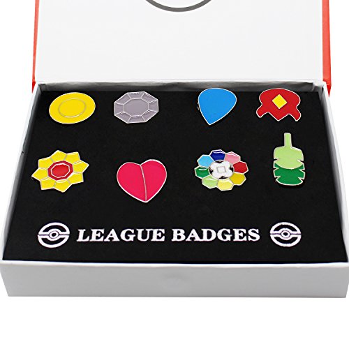 8Pcs Pocket Monsters Gym Badges Collection Gift Box,Pins Mystic Instinct Badges4