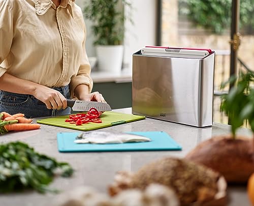 Joseph Joseph Folio Icon 4-Piece Multi Colour coded Cutting Board Set, Stainless Steel Slimline case for organized Kitchen storage, Silver by Joseph Joseph - Image 2