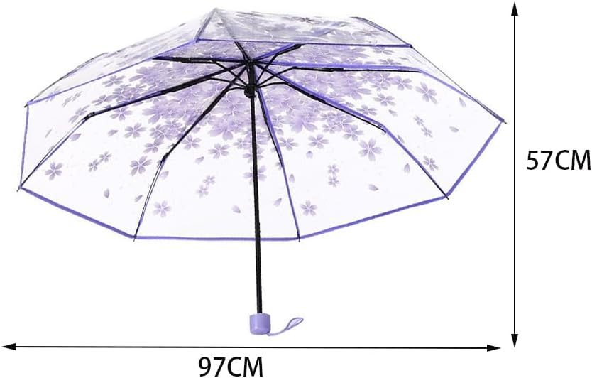 Leadigol Cherry Blossoms Umbrella Cute Transparent Umbrella Korean Folding Umbrella Thickened Sunny Umbrella Clear Flower Umbrella Girl Gift