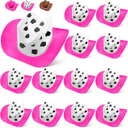 MiniInflat 14 Sets Mini Cowboy Hat Potato Chip Cardboard Hat Cowgirl Theme Party Snack Western Wear Crafts DIY Gifts(Cow Color)