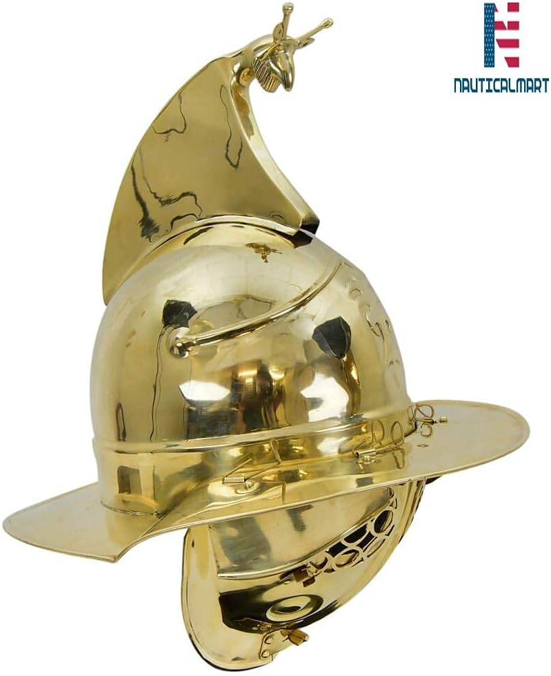 NauticalMart Medieval Thraex Gladiator Helmet - 18 Gauge Brass