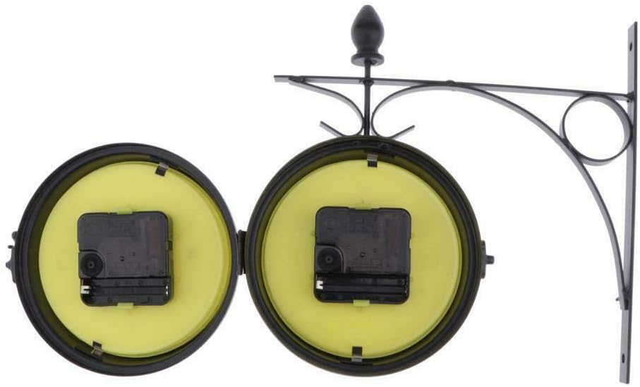 Home Decor Outdoor Garden Wall Clock Double Sided Bracket Clock Garden Hallway Clock-Black