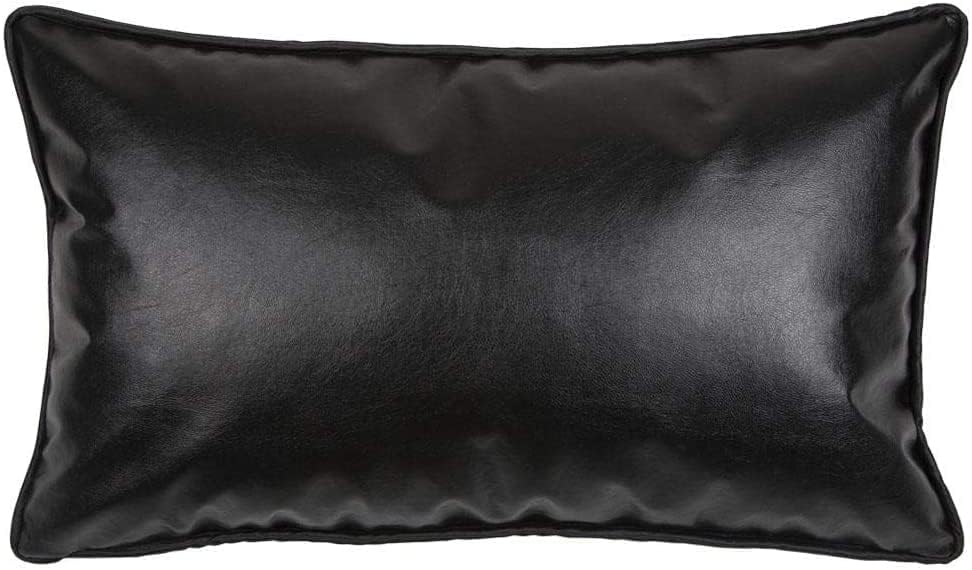 802062 Faux Leather Classic Decorative Throw Pillow Cover Along with Pillow/Lumbar Pillow, for Couch Sofa Bedroom Car Living Room (12 Inch x 20 inch),(Black)-picture-10