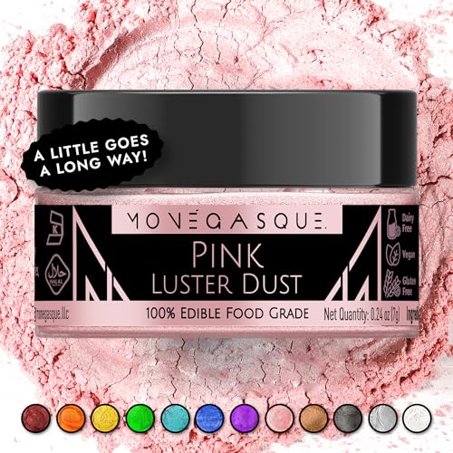 MONÉGASQUE Pink Edible Glitter for Drinks 7g – Edible Glitter for Cakes & Cocktails – Pink Luster Dust Sprinkles for Cupcakes – St Patrick's Cake Decorations Spray & Drink Shimmer – Cake Decorating