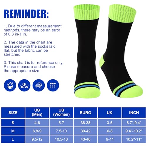 BBXWANG Unisex Wasserdichte Socken (DE/NL/SE/PL, Alphanumerisch, L, Regular, Regular, Grün Schwarz)
