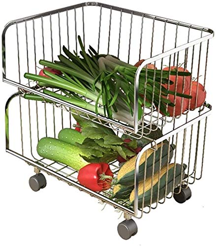Pote de almacenamiento de rack de frutas en acero inoxidable con 3 niveles