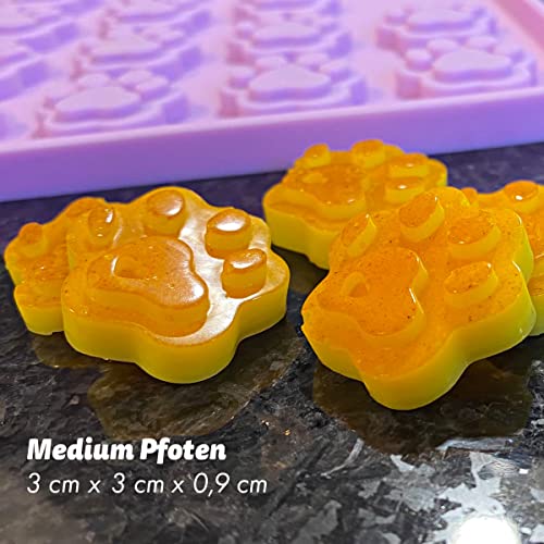 Collory Medium Pfoten (3cm) Silikon Backmatte, Hunde Tatzen, Backform für DIY Hundekekse und Leckerlis, Knochenbackform, Pralinenform, Schokoladenform, Antihaftend und Lebensmittelecht (BPA-Frei)