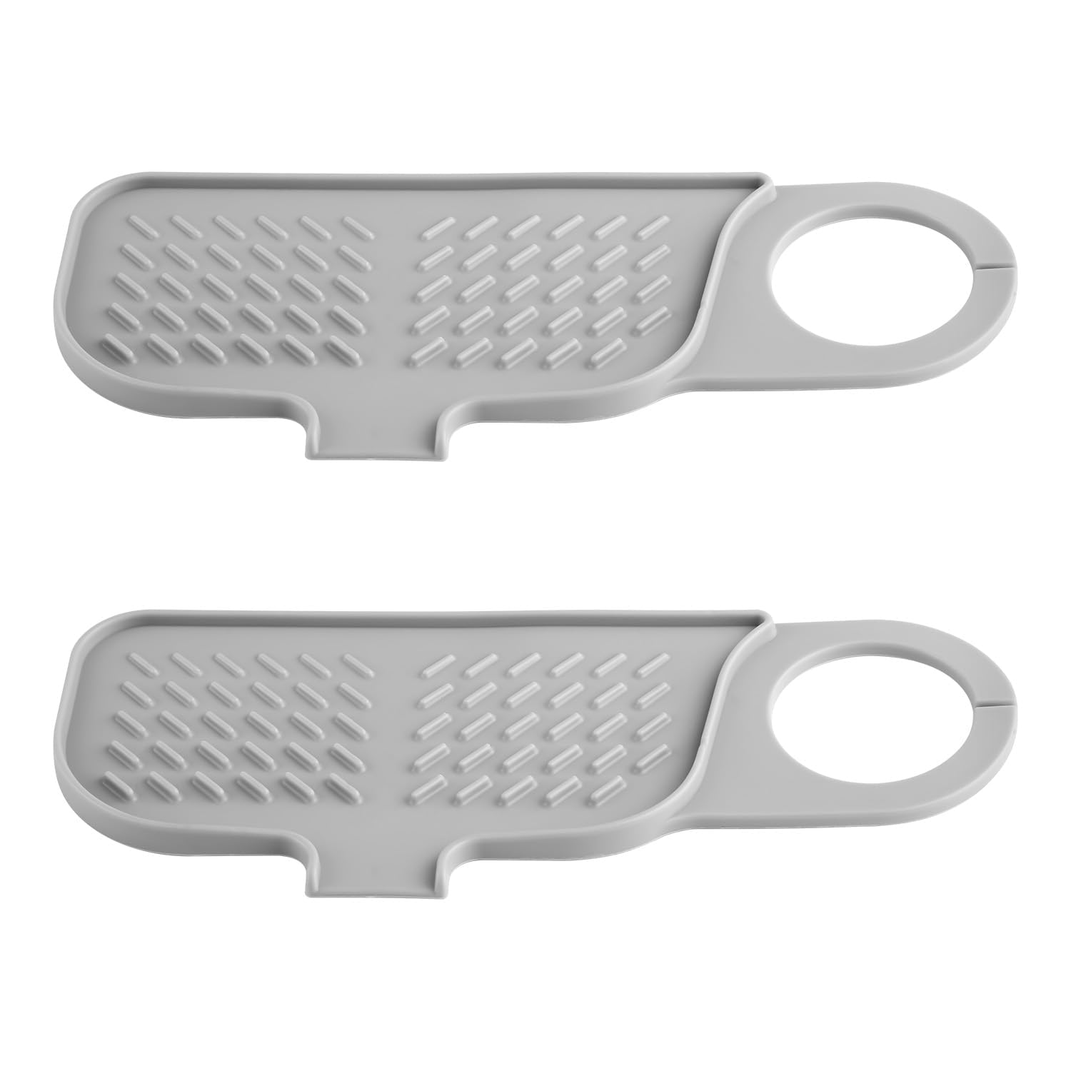 wellrun 2pcs Rotatable Silicone Faucet Splash Guard Mat,Seamless Drain Sink Water Catcher Pad for Kitchen Bathroom Laundry Room, 360° Flexible Non Slip Tap Drip Tray,Grey