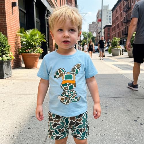 Image of Toddler Boy Easter Outfit Letter Cross Short Sleeve T Shirt Camouflage Shorts Set 2T 3T 4T 5T Summer Outfits
