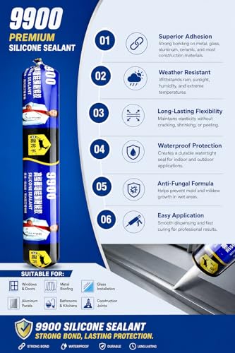 Image of 9900 Black Silicone Sealant Waterproof Adhesive for PVC Pipe Joints, Water Tank Leak Repair, Strong Bond, Weather Resistant, Multipurpose Sealant-750gm