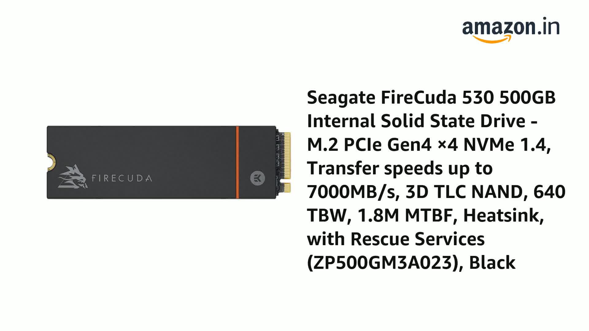 Seagate FireCuda 530 500GB Internal SSD M.2 PCIe Gen4 NVMe 1.4